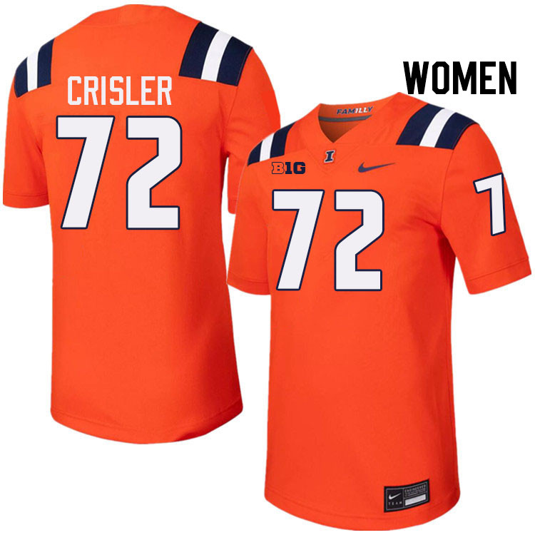 Women #72 Zy Crisler Illinois Fighting Illini College Football Jerseys Stitched-Orange